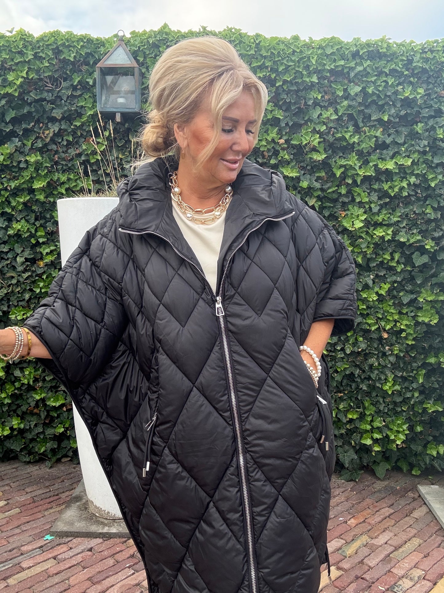 Bodywarmer Long Quilted Zwart
