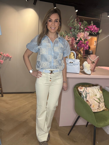 Blouse Borduursels Licht Blauw