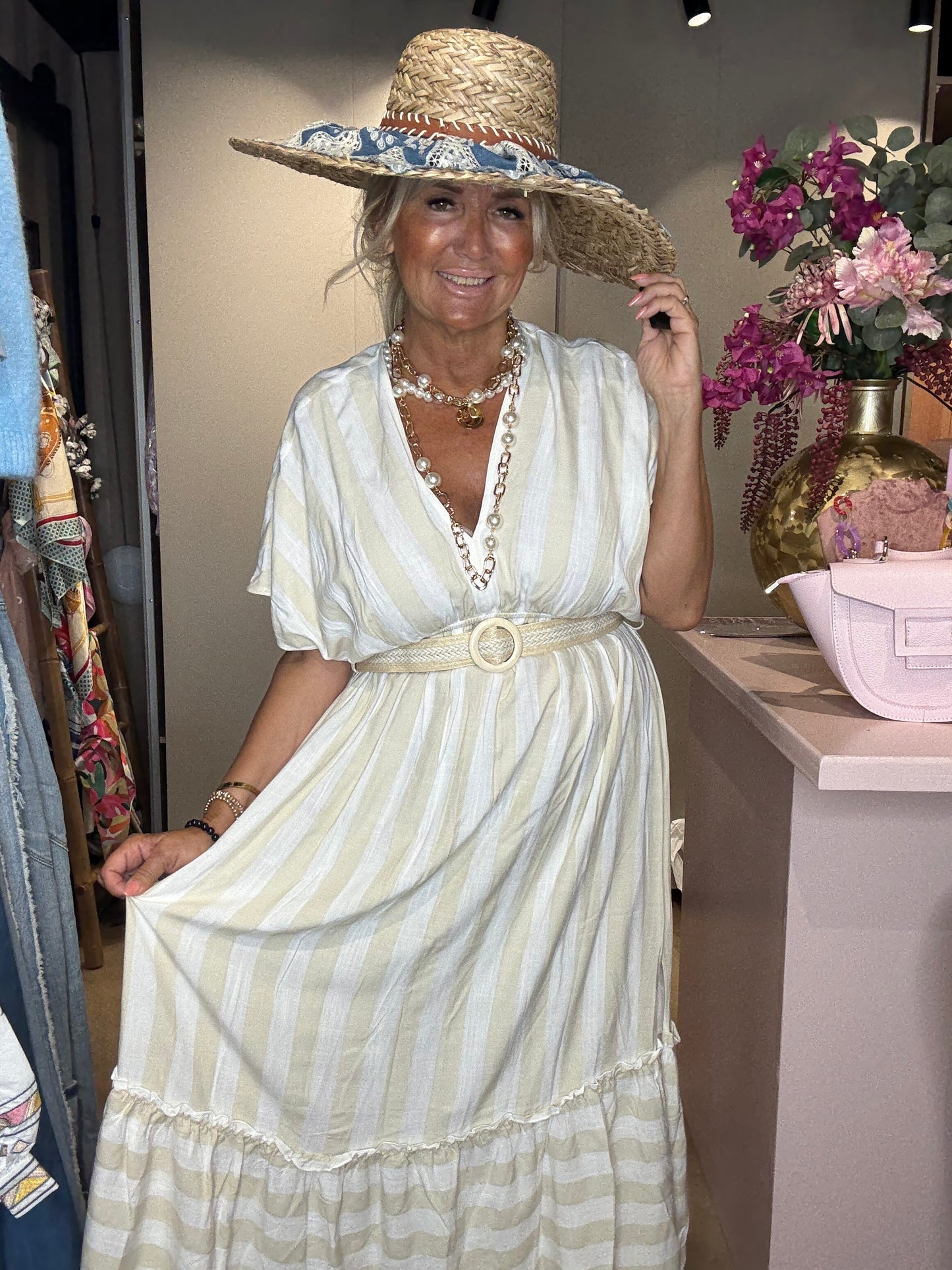 Dress Nice Beige Streep