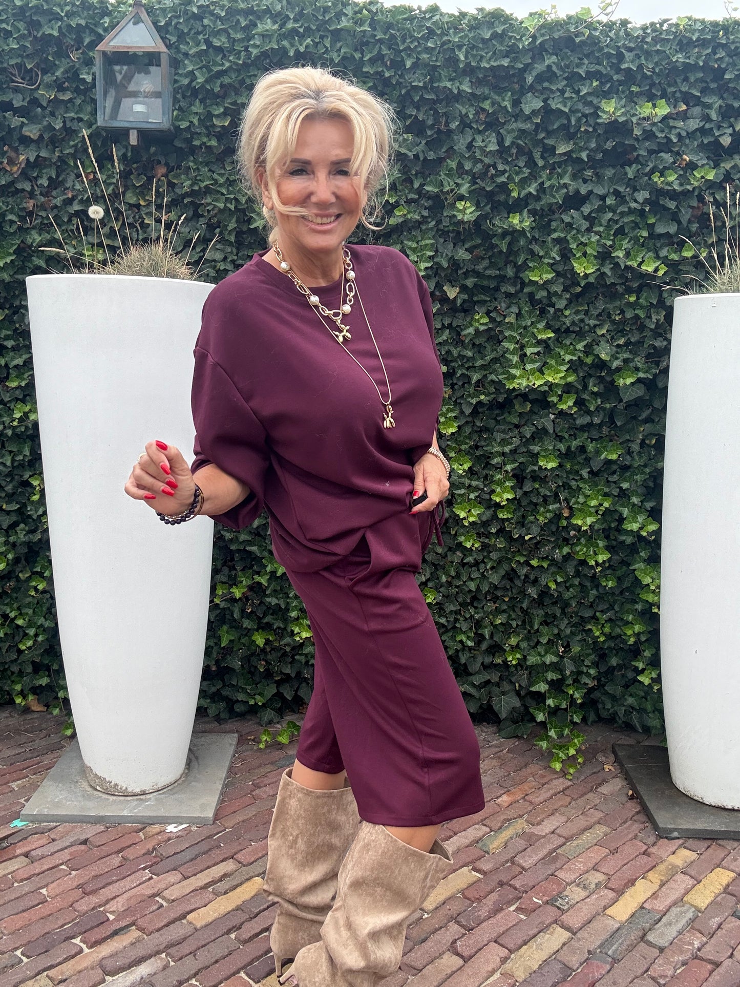 Twee Delige Bermuda set Bordeaux 🌺