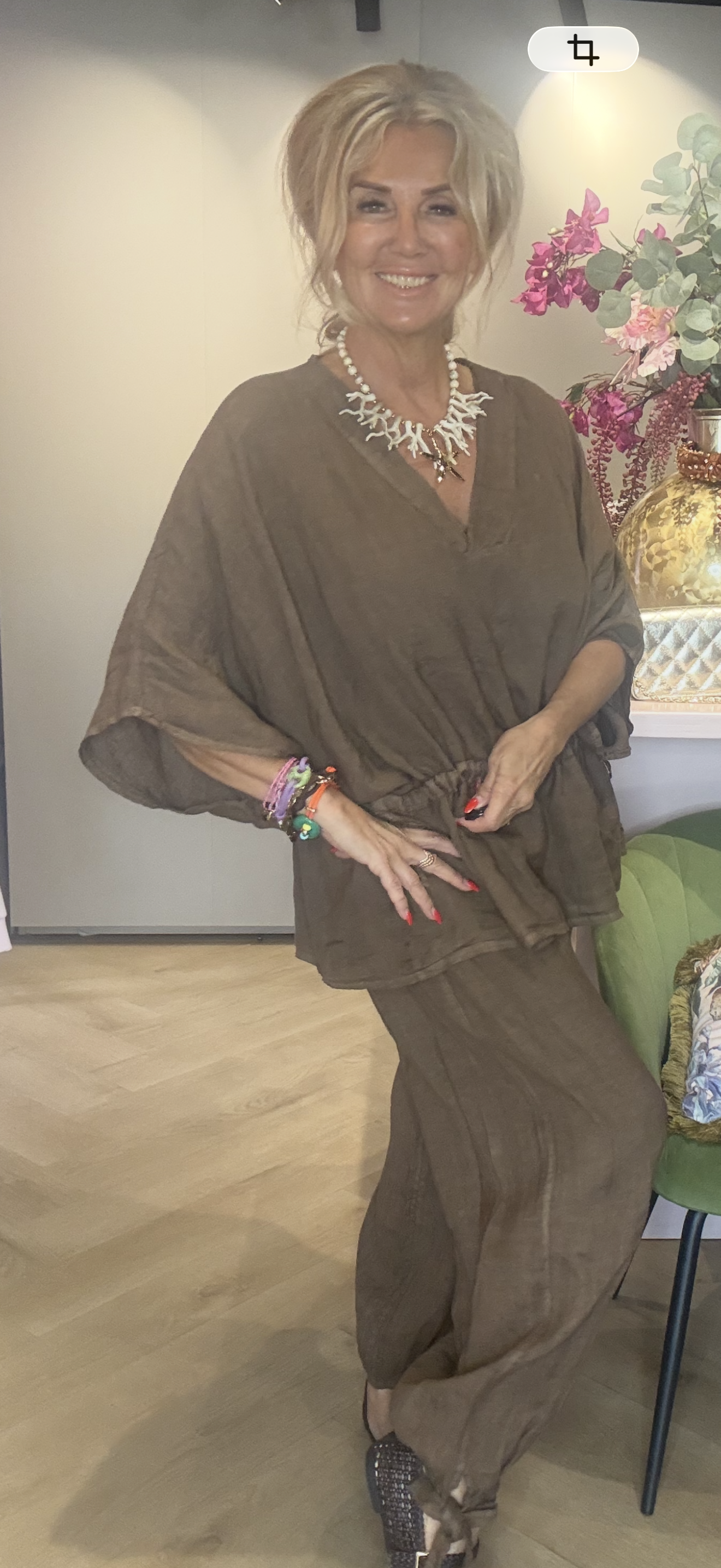 Linnen Blouse Marbella Bruin