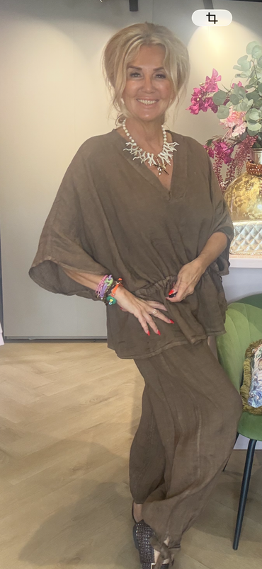 Linneblus Marbella Brun