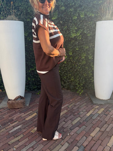 Triple Nine Broek Flared BR2301 Donker Bruin