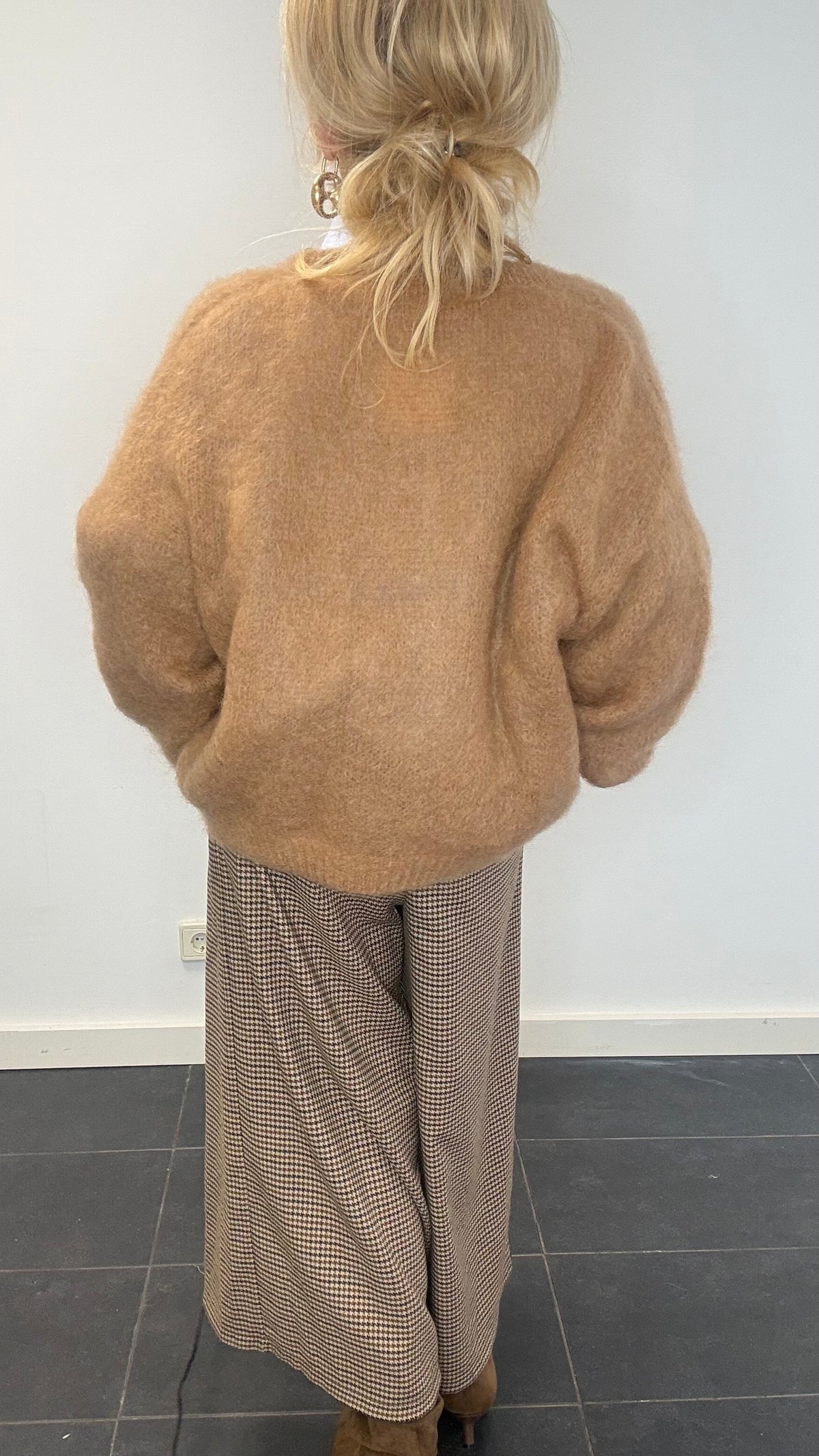 Vest i cognacfarget mohair