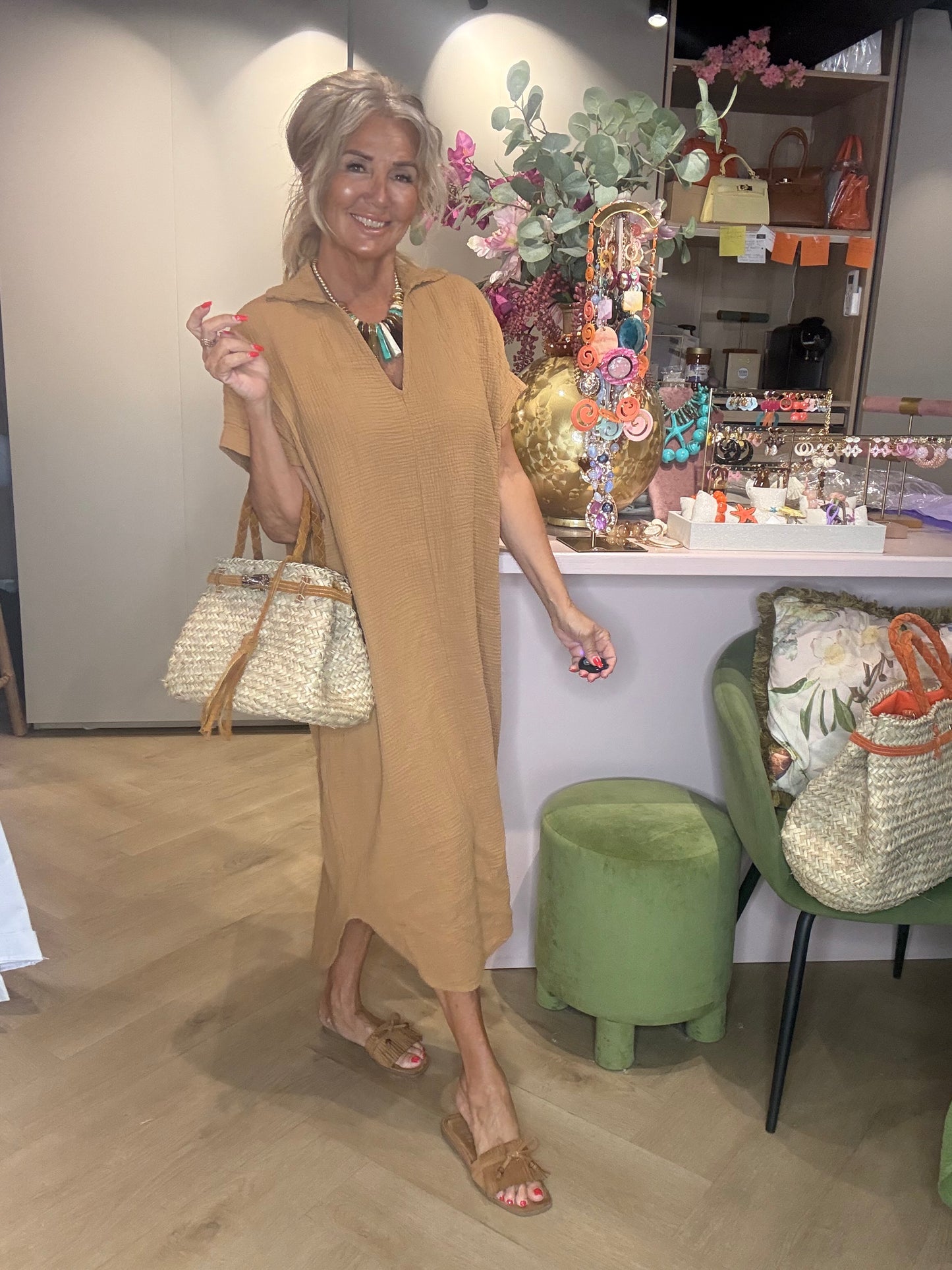 Robe en hydrofibre camel