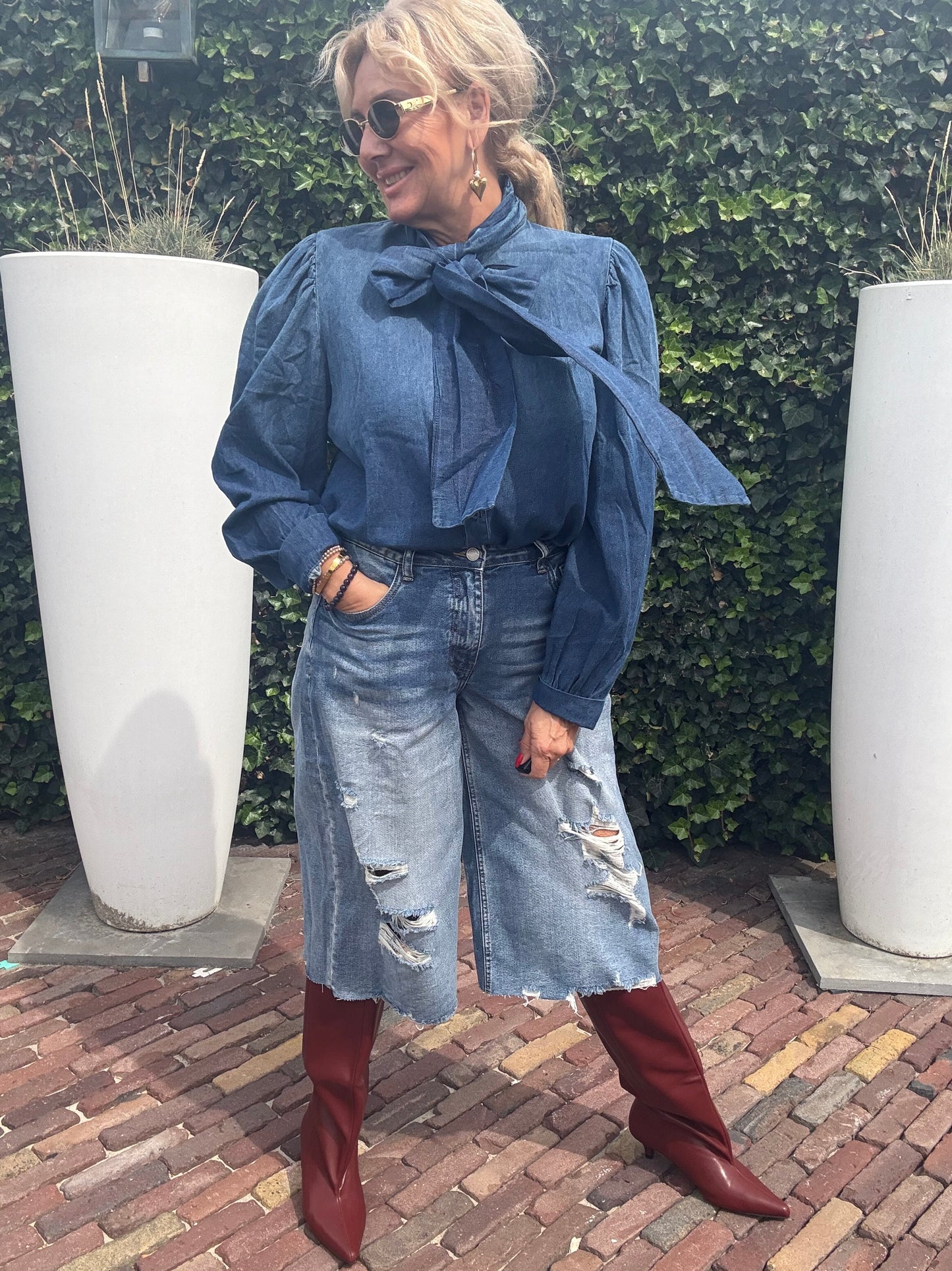 Jeans Blouse Bow