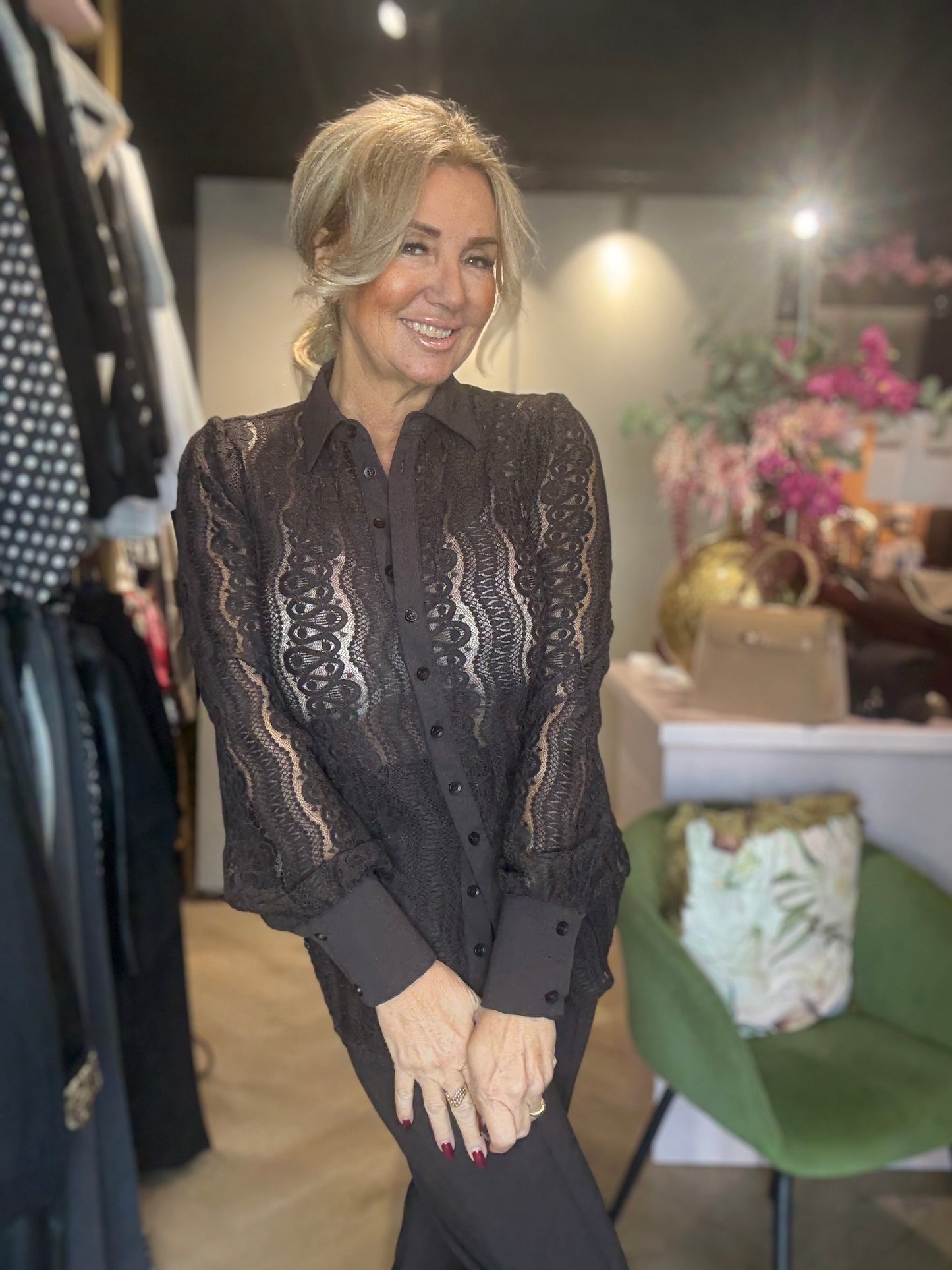 Mi Piace Blouse Bruin Kant Travel