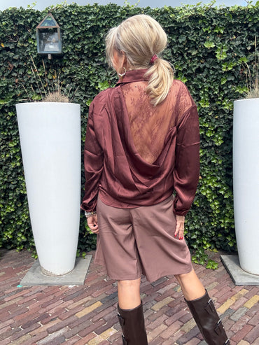 Blouse waterval Lace Bruin/ Burgundy