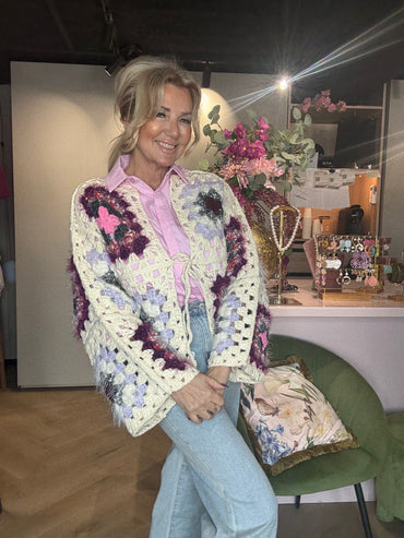 Grof open gehaakt vest