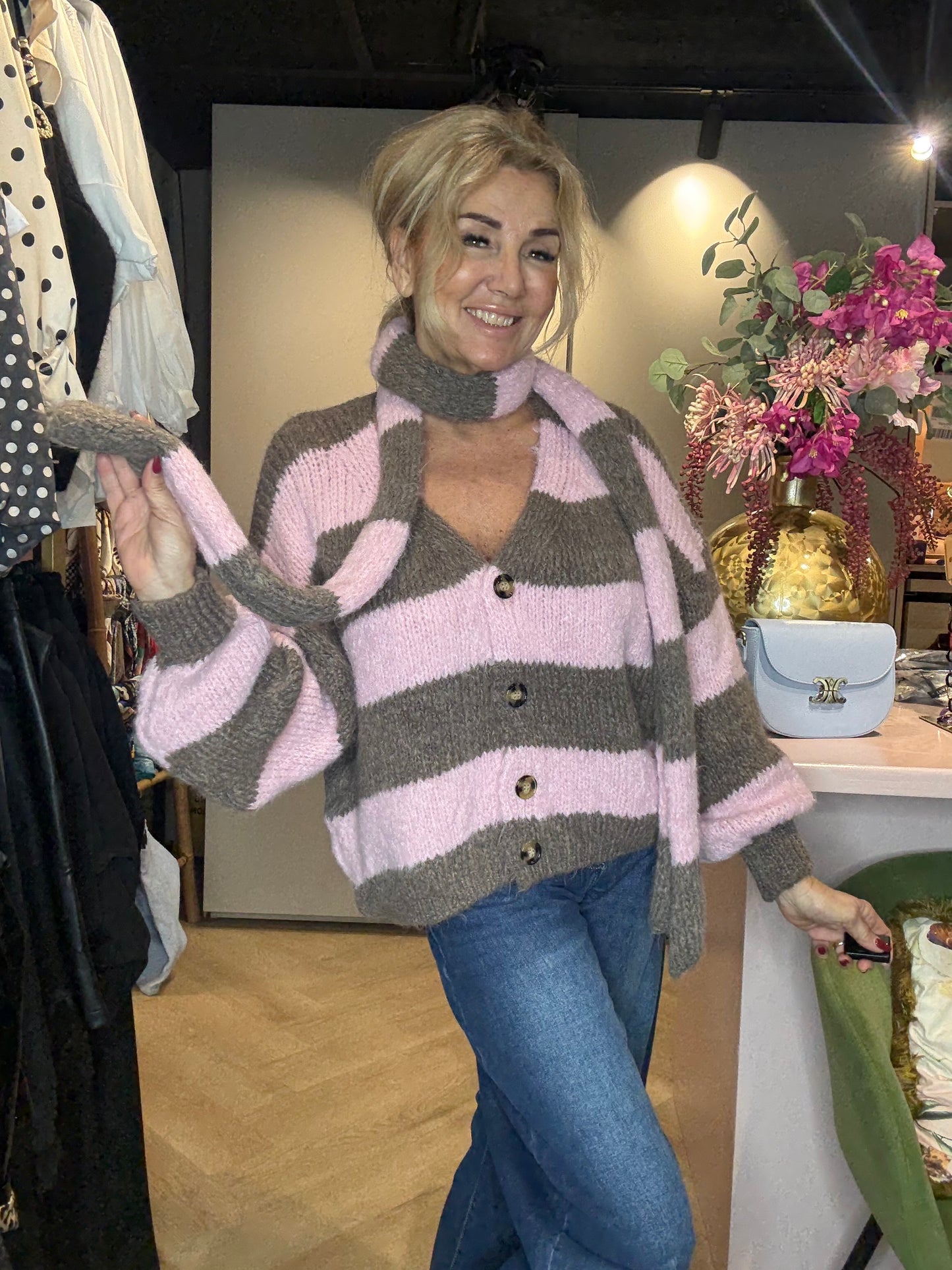 Vest met shawl Rose Taupe