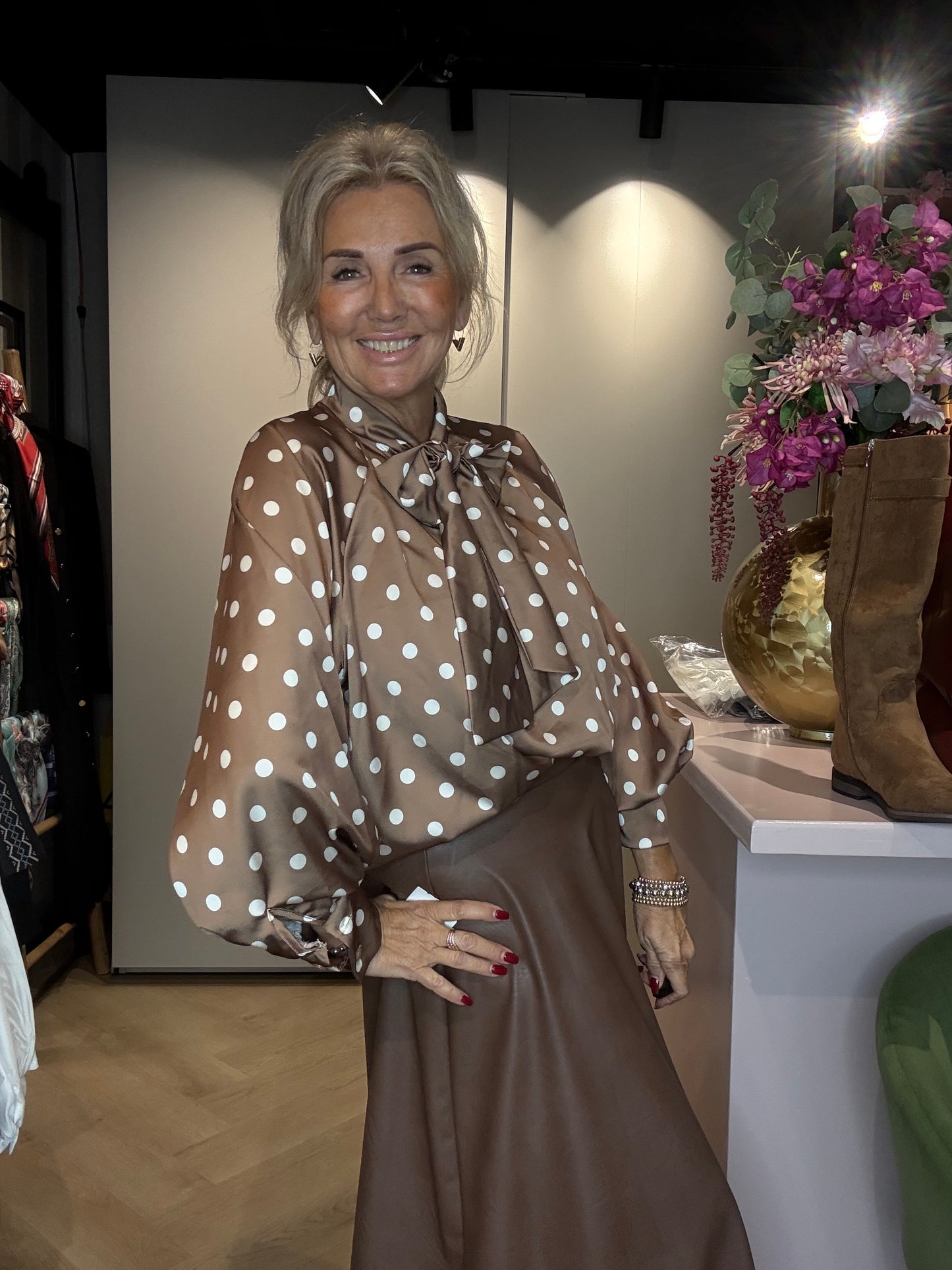 Blouse Polkadot Camel