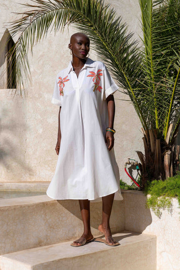 Jurk Tropical Off White