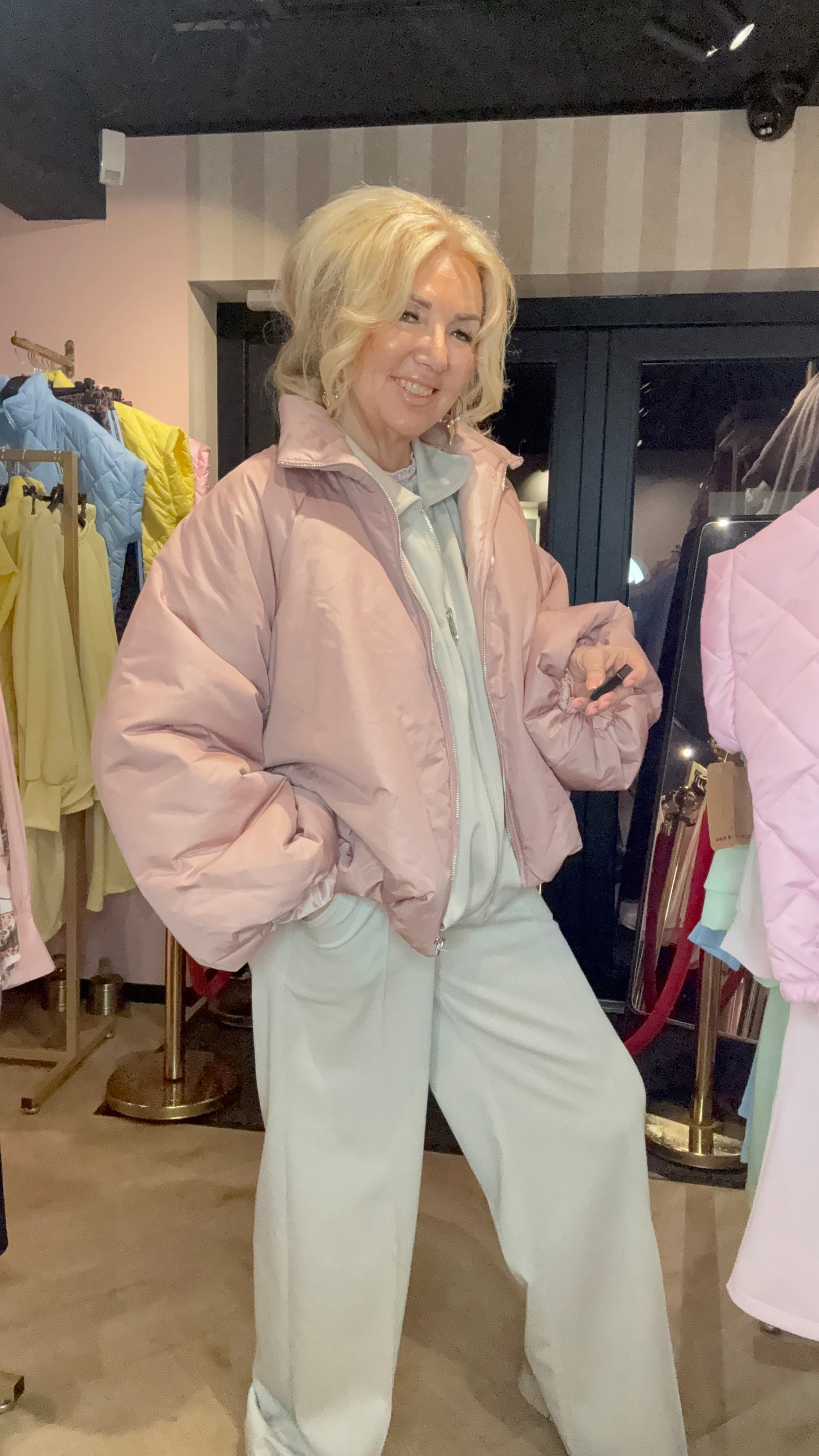 Puffer jacket Poederrose