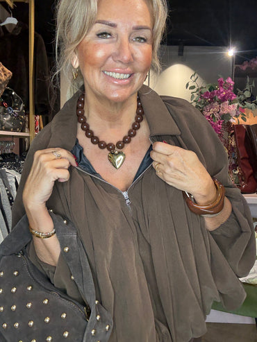 Hart ketting bruine bol