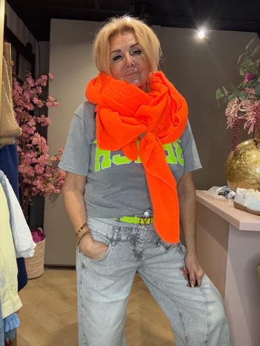 Sjaal met Leren Lusje Oranje