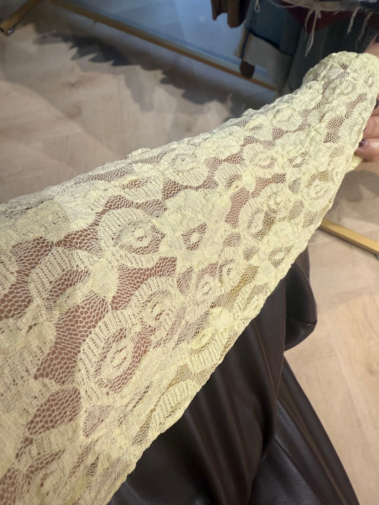 Kanten top Straight Mouw zacht Geel