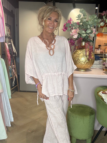Blouse Linnen Monaco zacht rose
