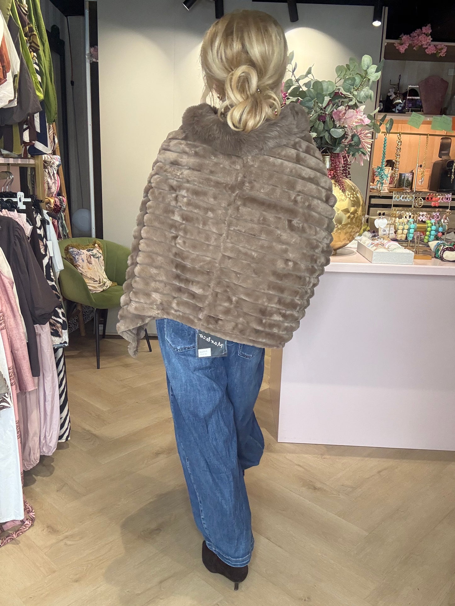 Poncho tekoturkis kameli