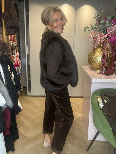 Bont Bodywarmer Met Rits Donkerbruin