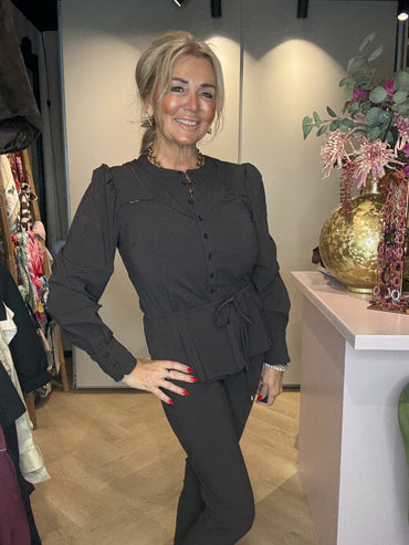 Triple Nine Blouse Azuur Donker Bruin BLS5925