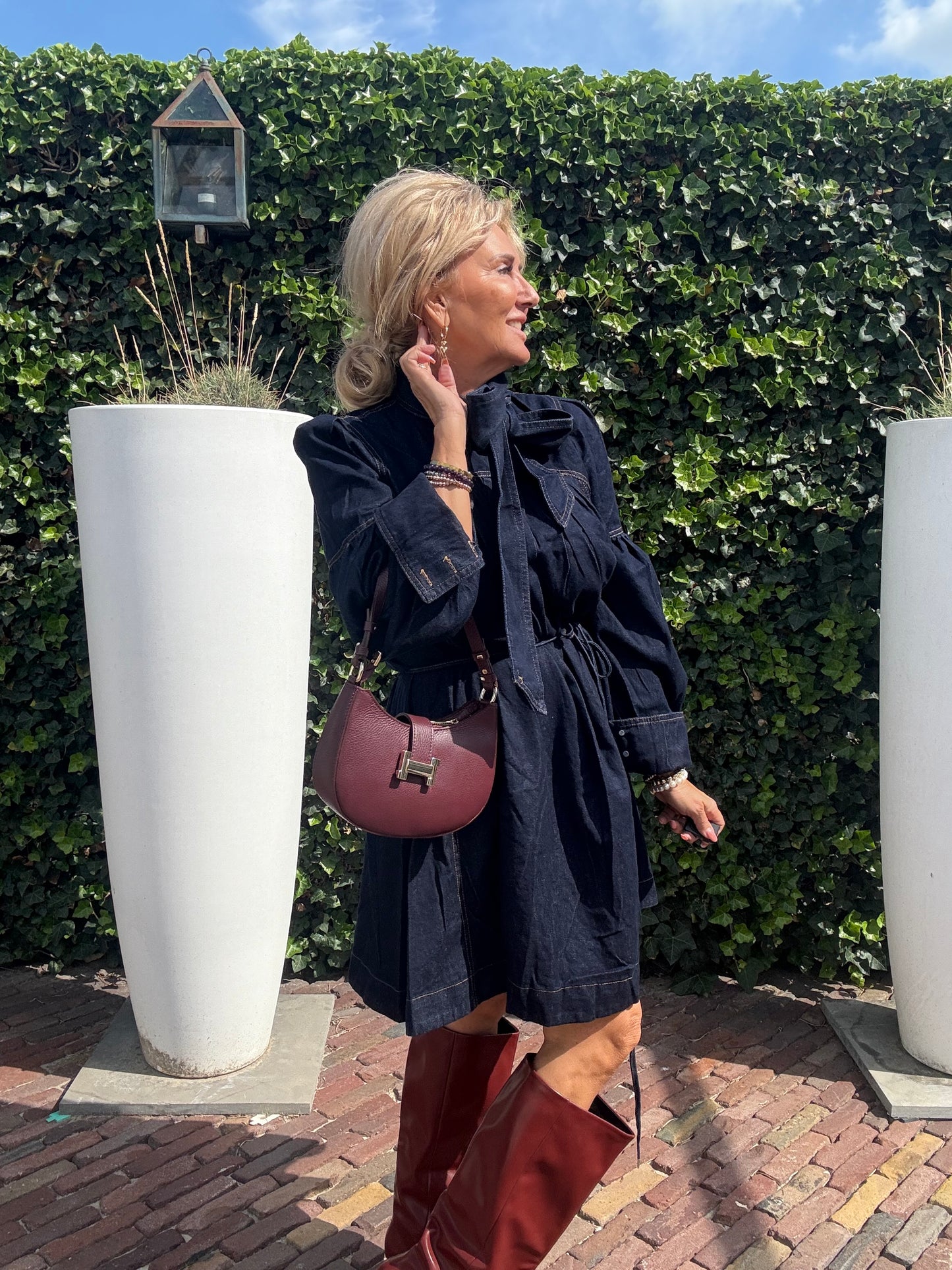 Jeans Dress Dark Bow