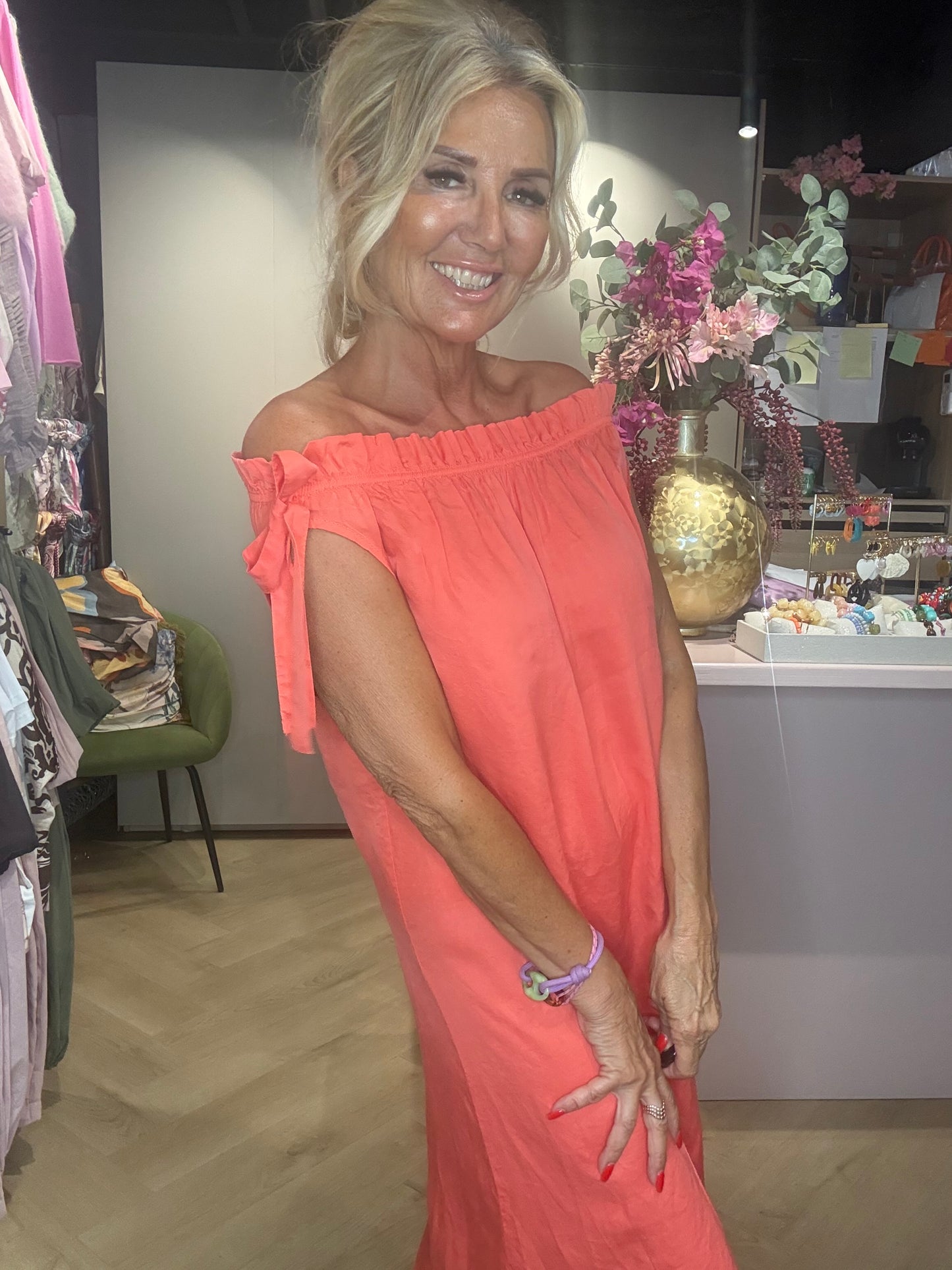 Jurk moon coraal rood