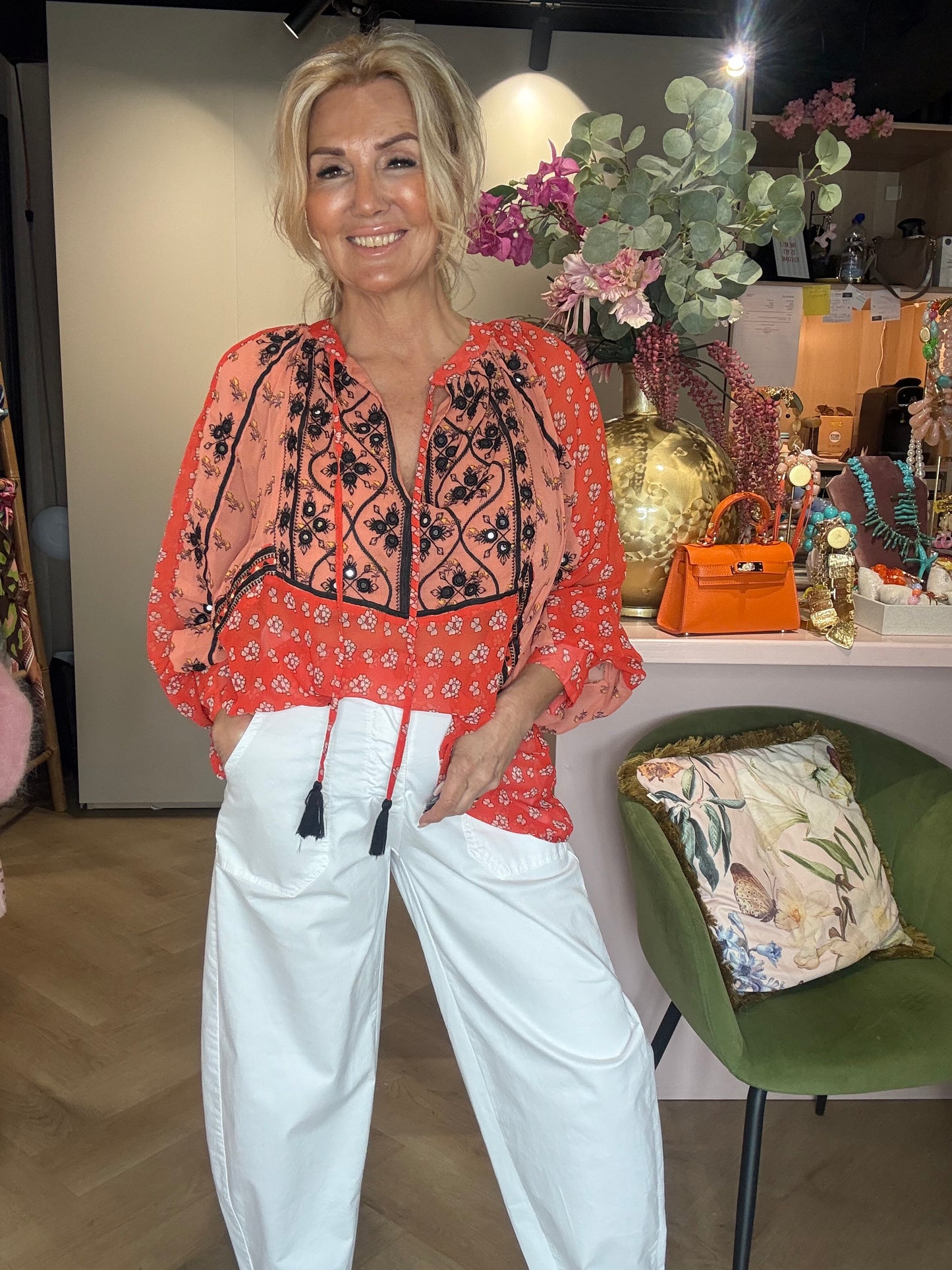 Blouse bohème orange