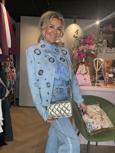 Veste en suédine bleu clair