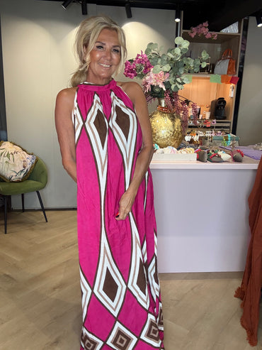 Kjole Ava pink halter