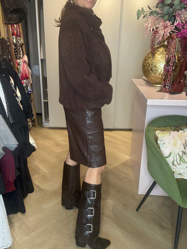 Bermuda Puh Leatherlook Donker Bruin