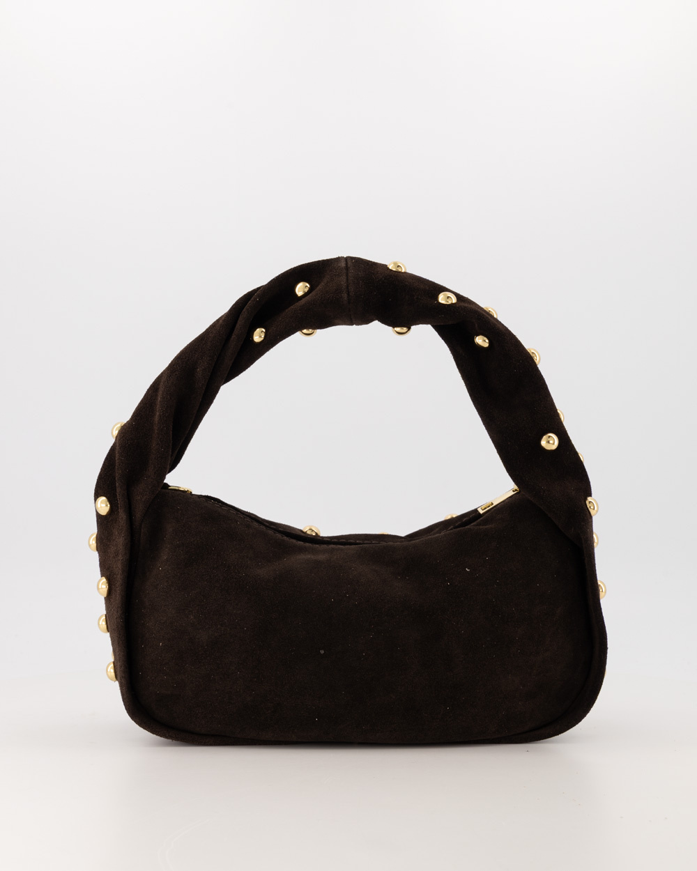 Lottie - Suede - Handtas - Donker Bruin - 67 - Goudkleurig