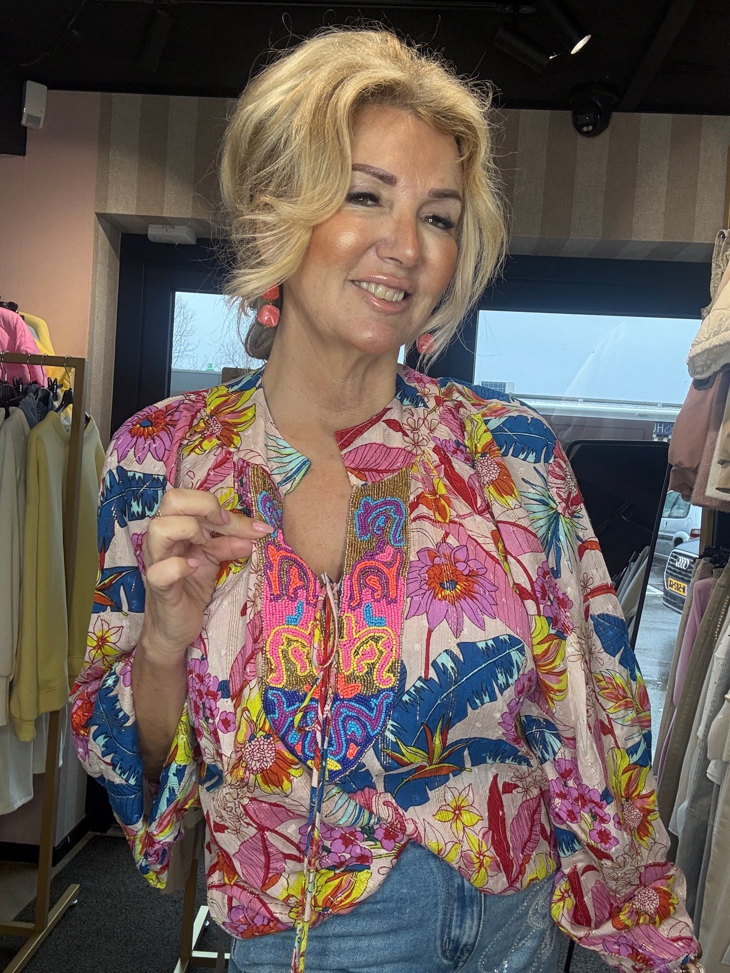 Blouse Boho Flower Pink