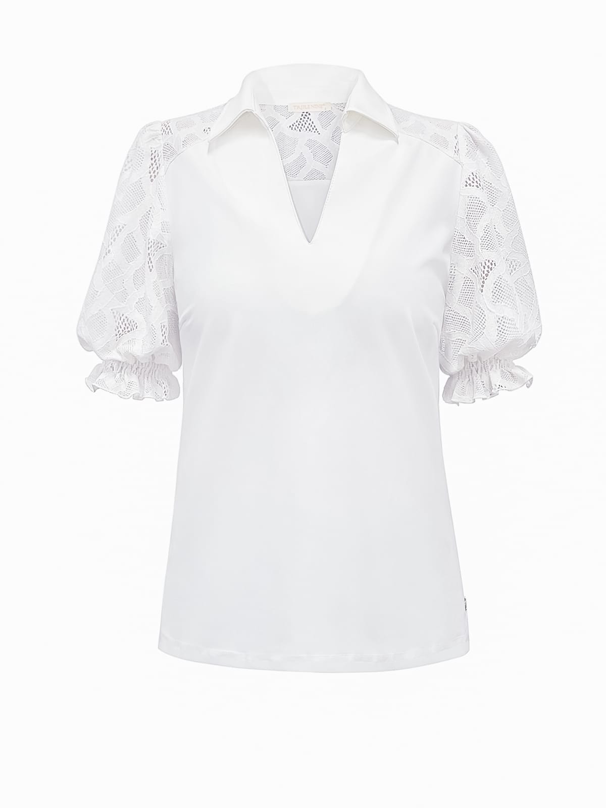 Blouse Triple Nine met kanten mouw Wit