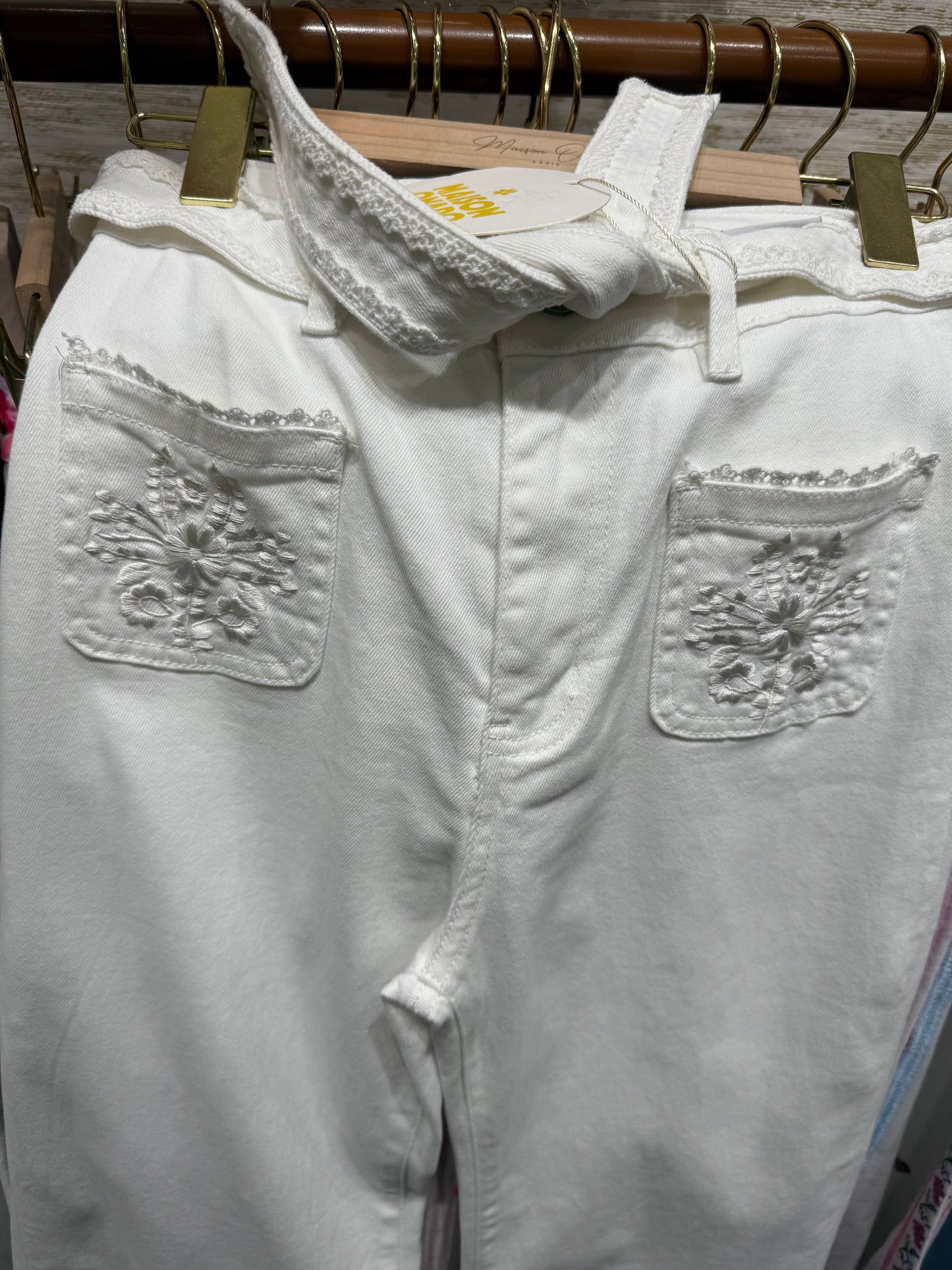 Witte jeans Broek Borduur