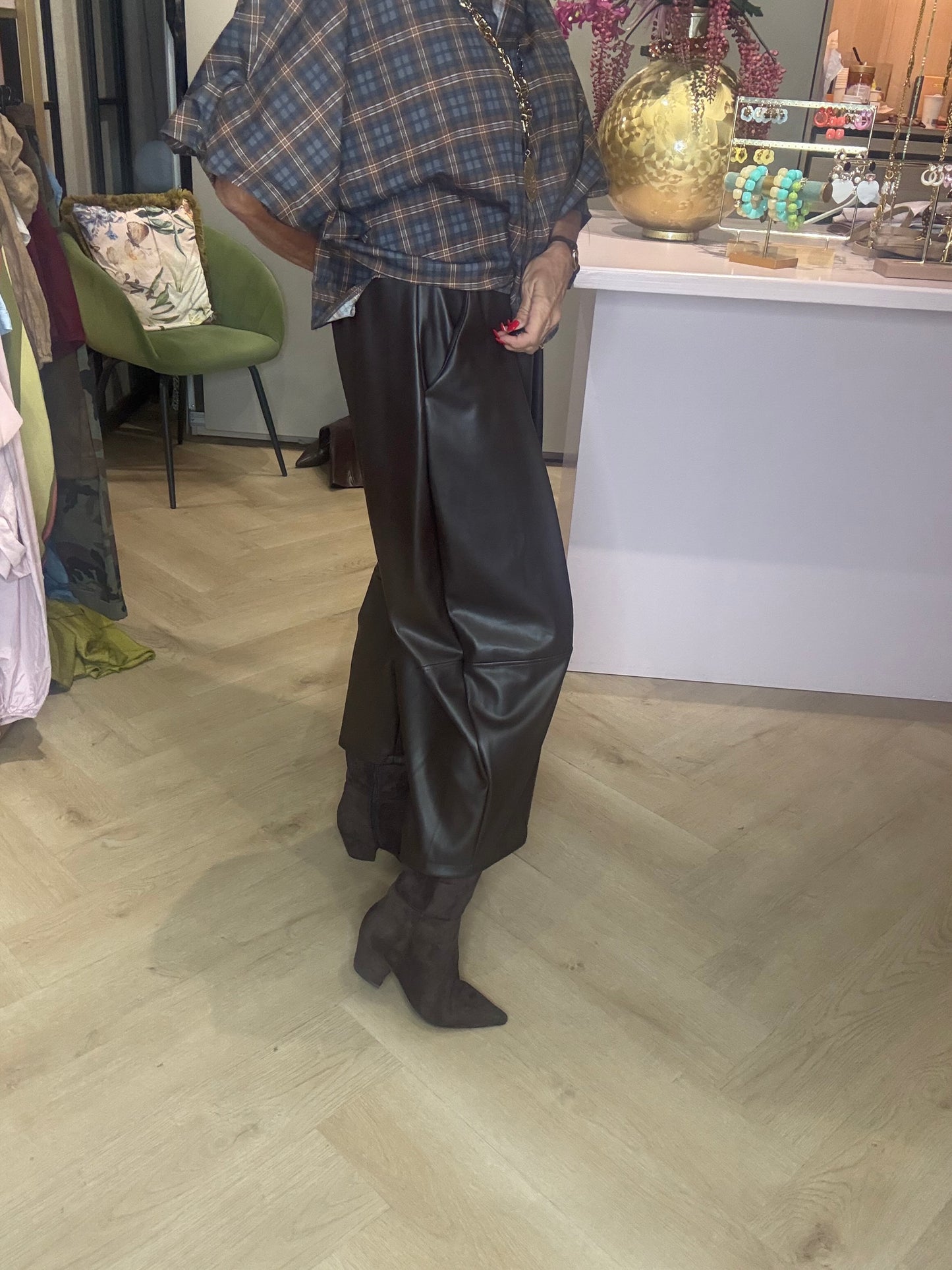 Culotte-Hose Dunkelbraun Falten puh