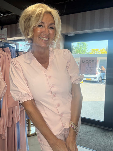 Blouse Short Sleeves BLS5933 Powder Pink — Triple Nine