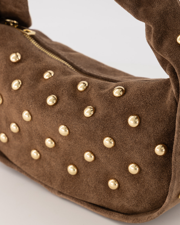Lottie - Suede - Handtas - Taupe - 24 - Goudkleurig