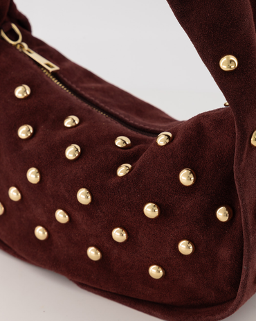 Lottie - Suede - Handtas - Burgundy - D58B - Goudkleurig
