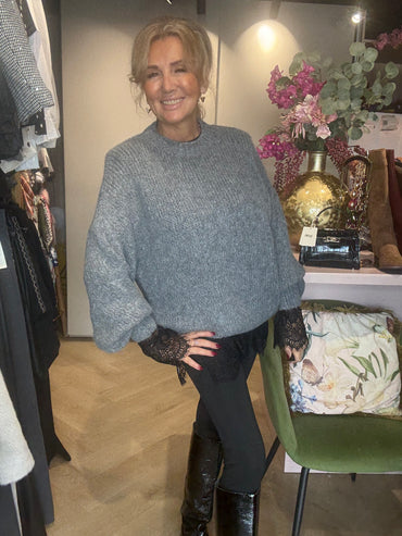 Trui Grof Ballon Mouw Grijs