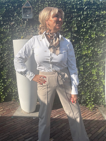 Triple Nine Blouse Gold butterfly print BLS5927 White