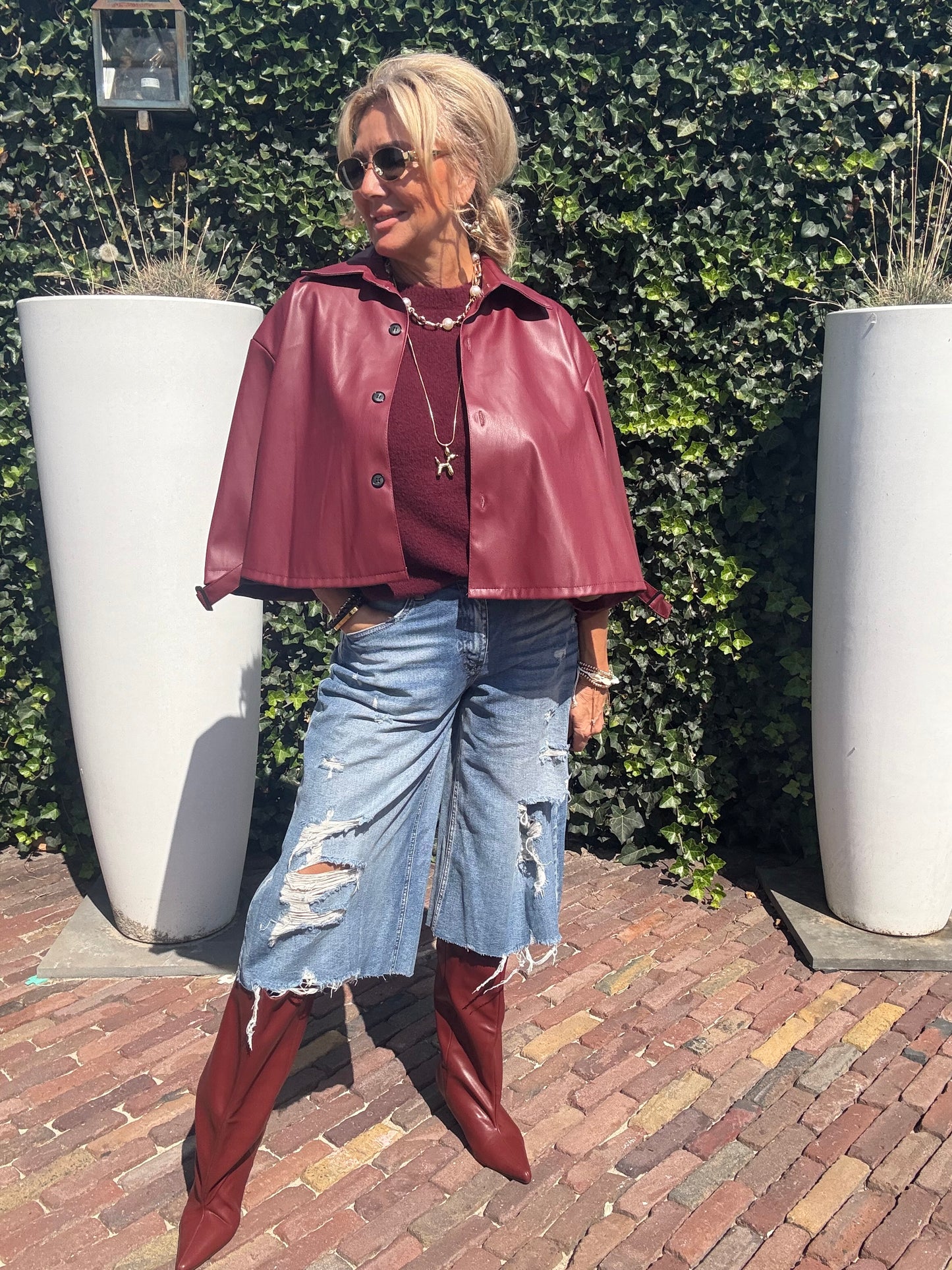 Puh Leatherlook Bordeaux Cape Jasje 🌺