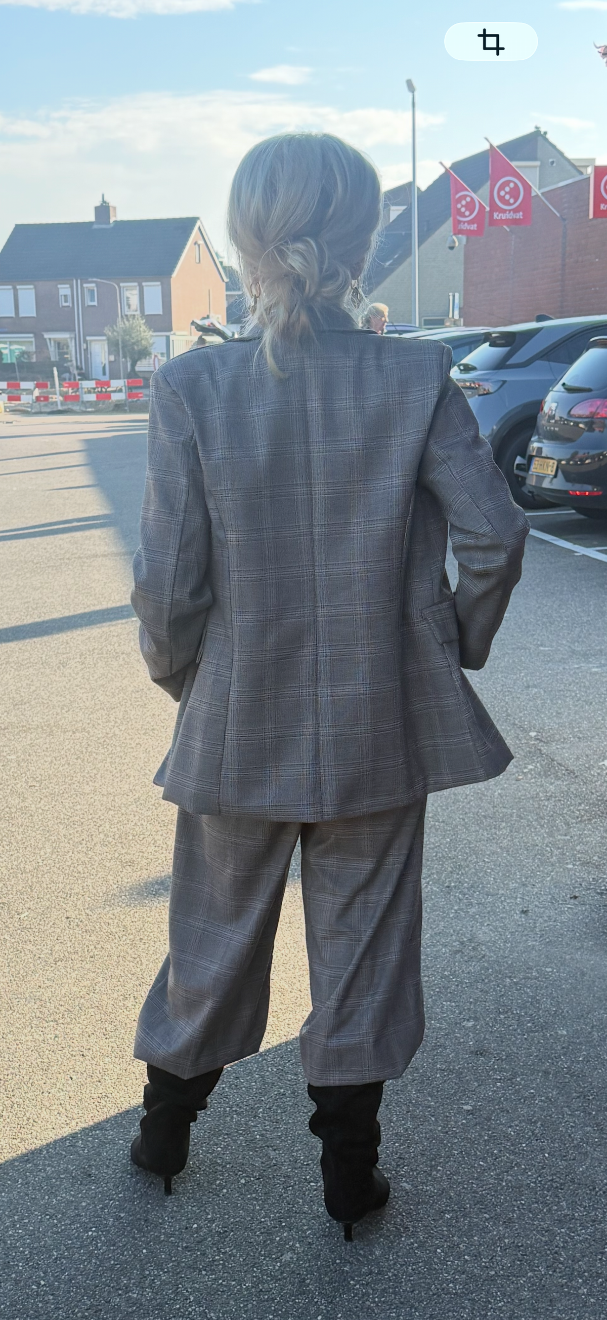 Colbert Jill gray plaid with light camel accents