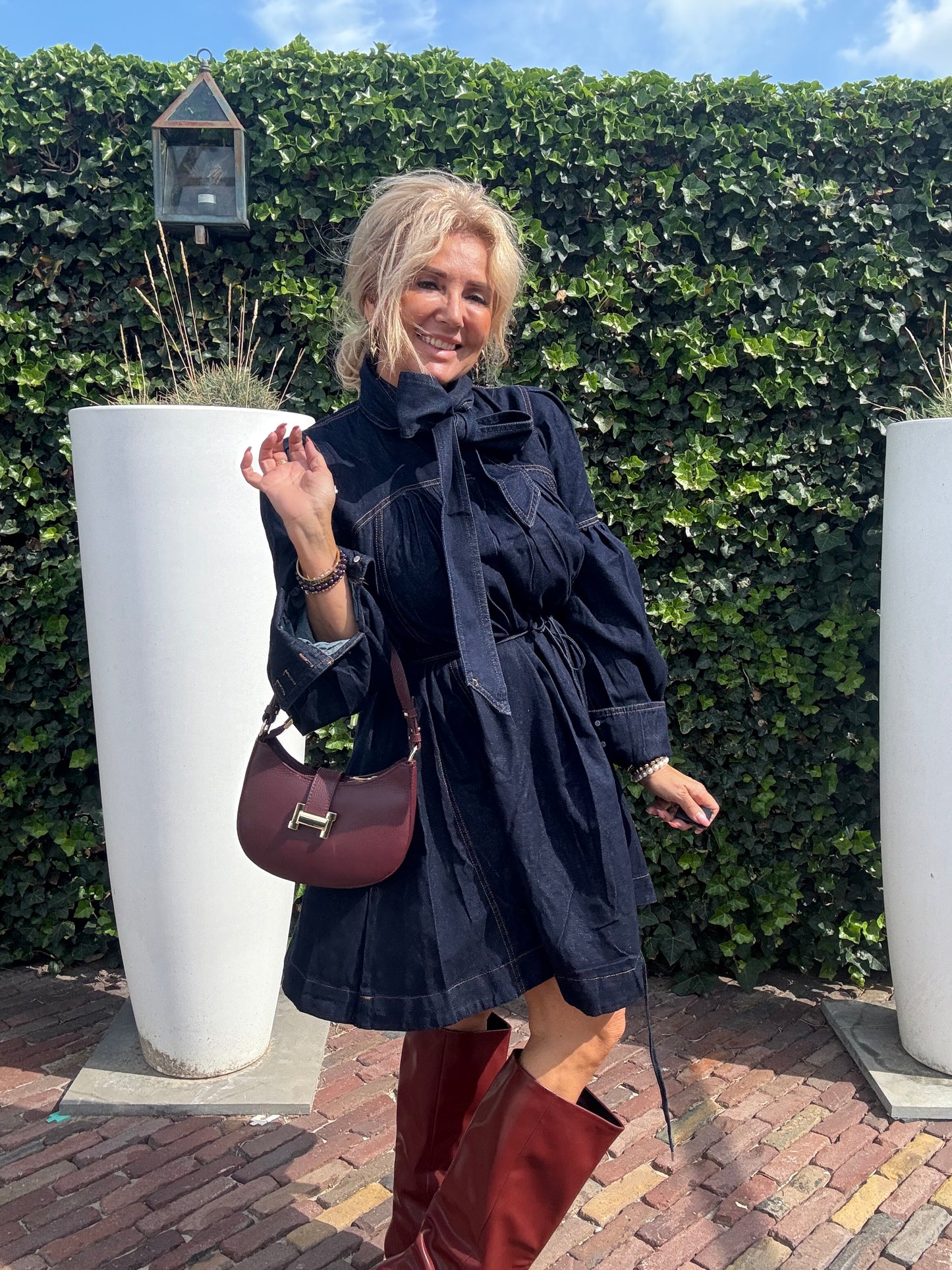 Jeans Dress Dark Bow