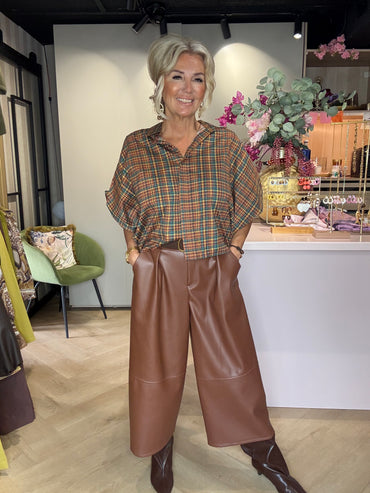 Blouse Emma Ruit Cognac / Grøn
