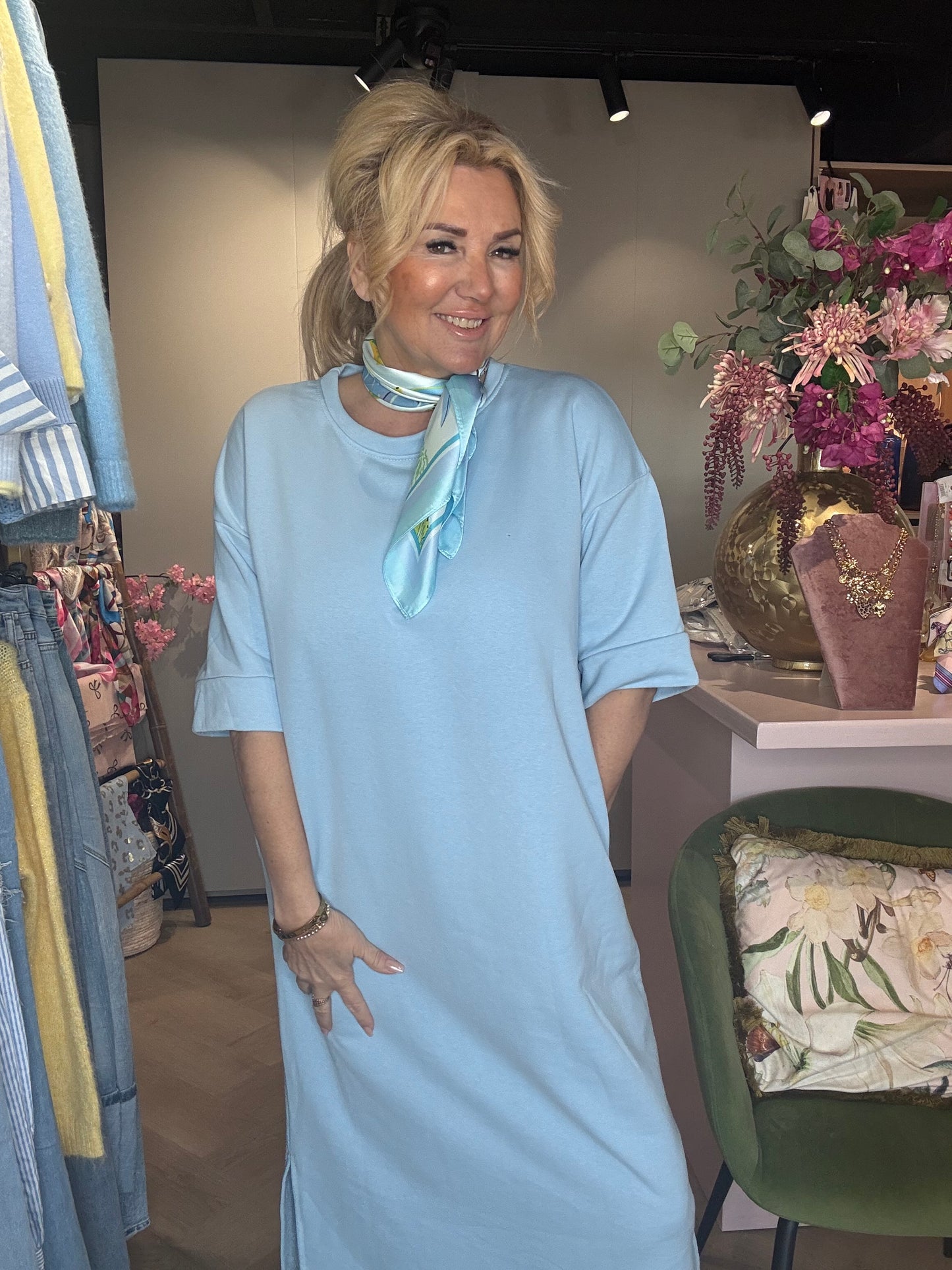 Jurk Sunny Comfydress Licht Blauw