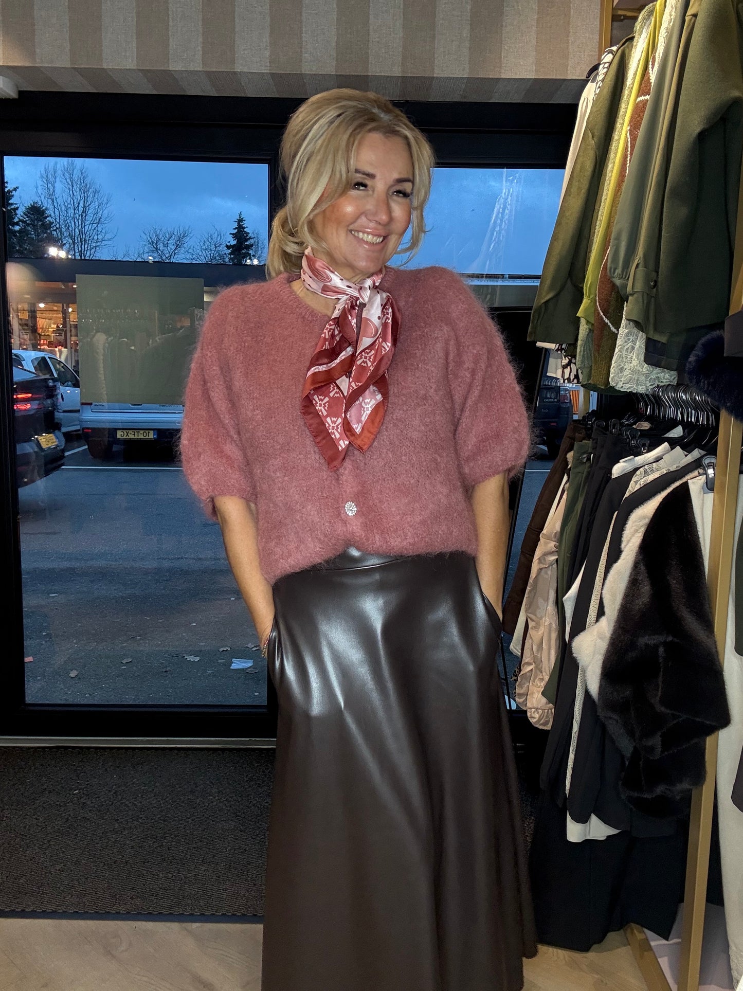 Vestje Mohair Framboos