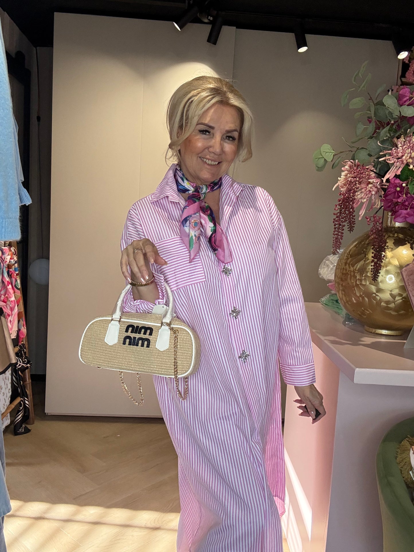 Jurk Sparkle Stripe Roze