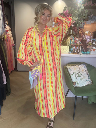 Jurk BOHO Stripe Yellow Orange