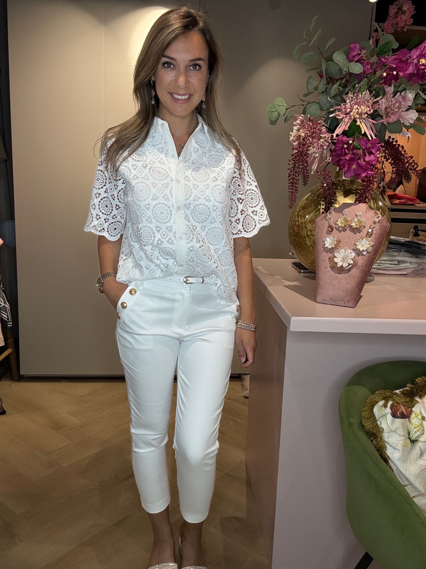 Blouse Elégance Kant Wit