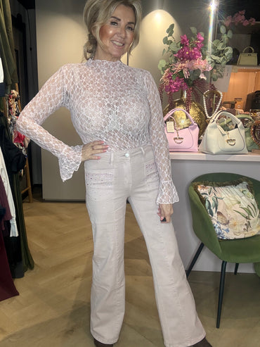 Toxik Poederrose Strass jeans